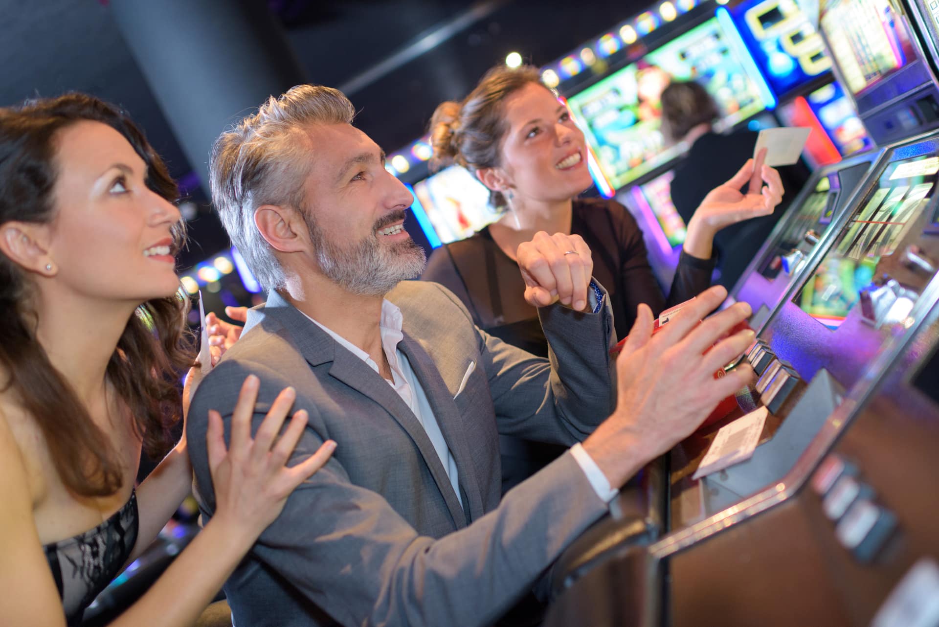 Guests playing slot machines on the Indian Head Casino floor